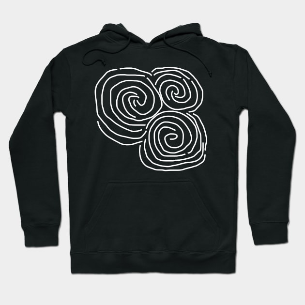 Celtic Spiral Irish White Line Drawing Hoodie by ellenhenryart